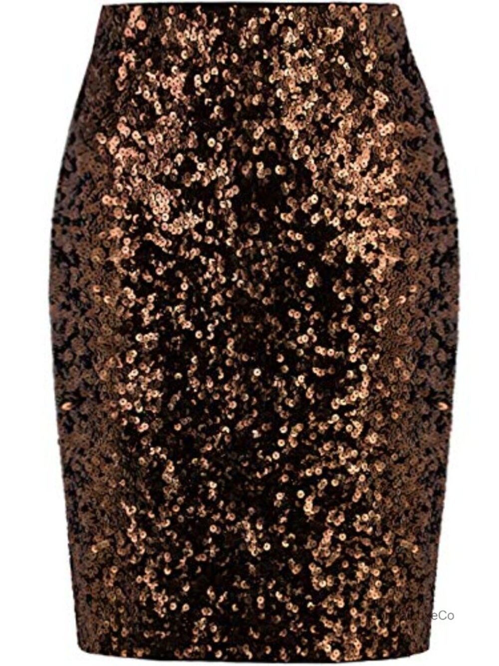 Sequin Midi Pencil Skirt with Side Slit Stretchy High Waist Party Skirt